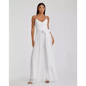 Mac Duggal NWT Flowy Faux Wrap Jumpsuit in White Size M